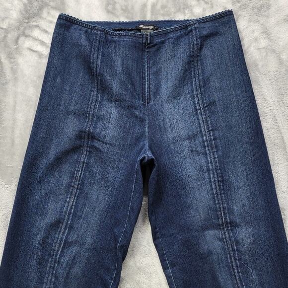 Mesmerize Jeans Womens 12 Blue High Rise Zip Front Crop Ankle Slit Hems Stretch - Picture 2 of 15